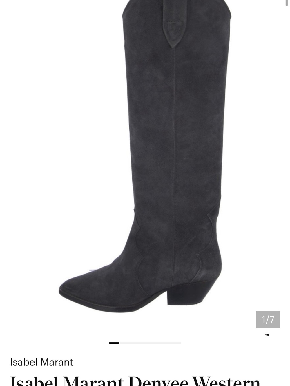 Isabel Marant Slate Gray Suede Over-the-Knee Western Boot